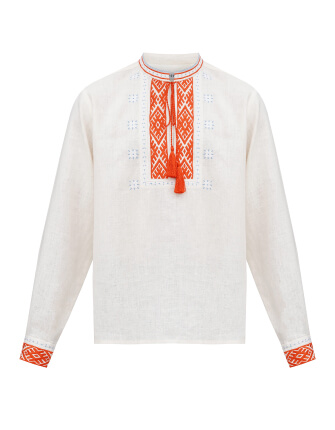 light-colored men's embroidered shirt